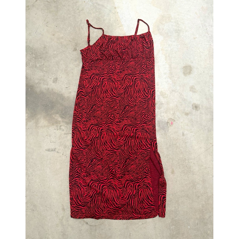 ROMWE red/black animal print slip midi dress, women's 4XL plus stretch